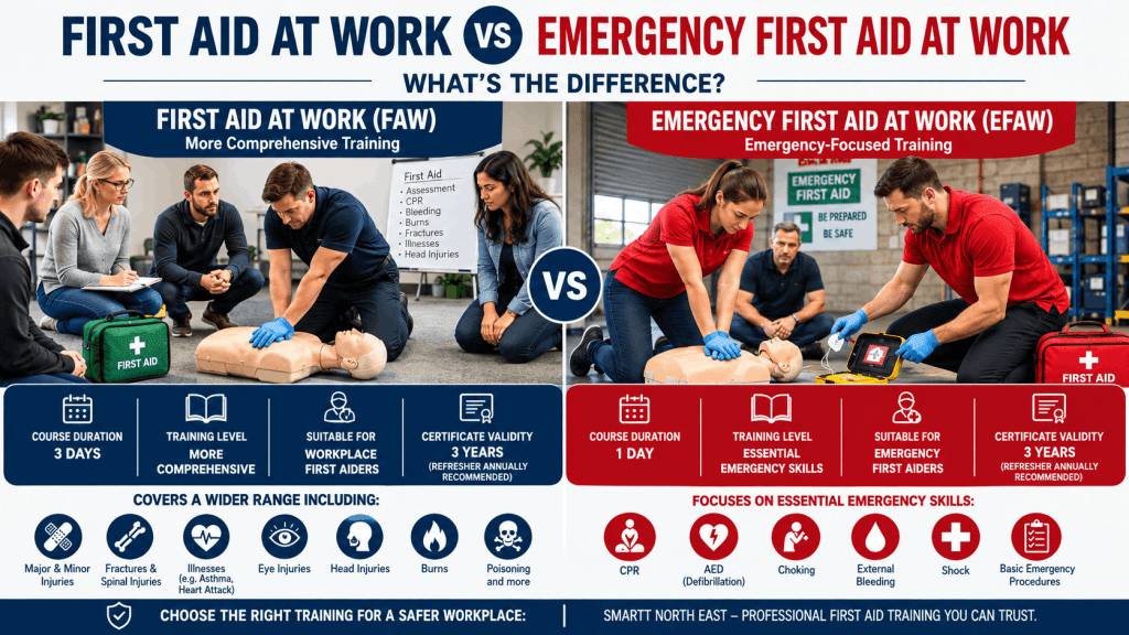 First Aid at Work vs Emergency First Aid at Work training